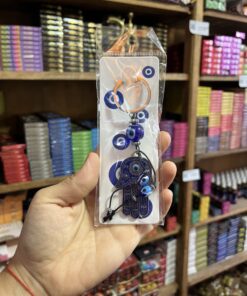 LLAVERO HAMSA AZUL CON DIJE
